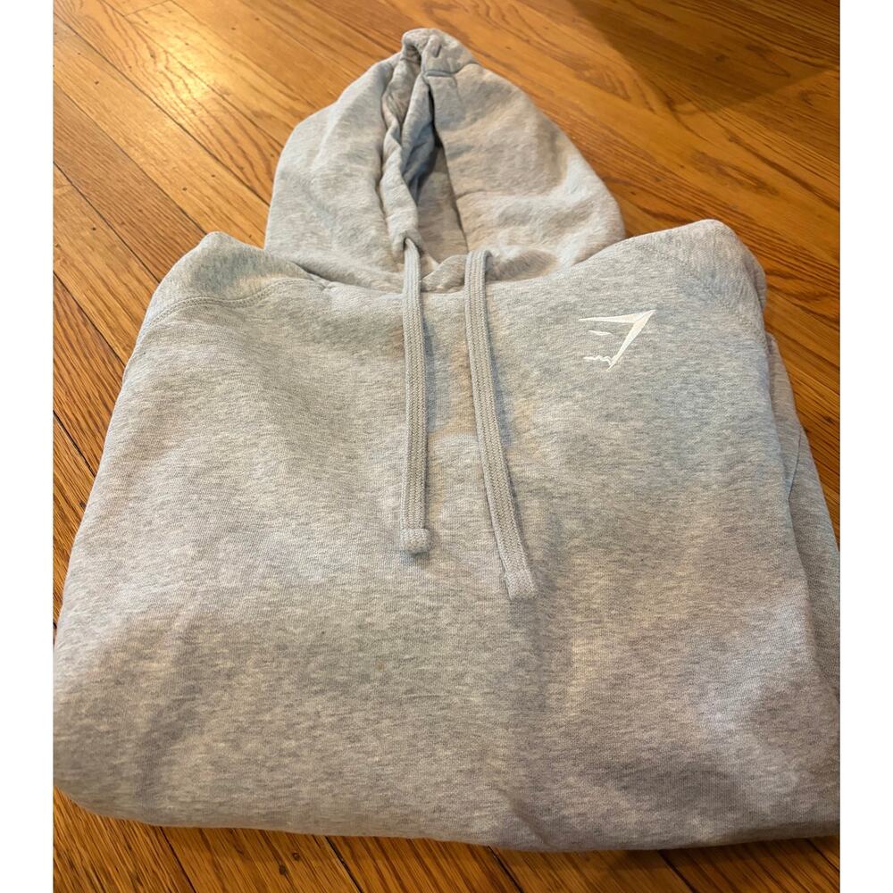 Gymshark Crest Hoodie Men's Size Medium - Light Grey Marl - Embroidered Logo